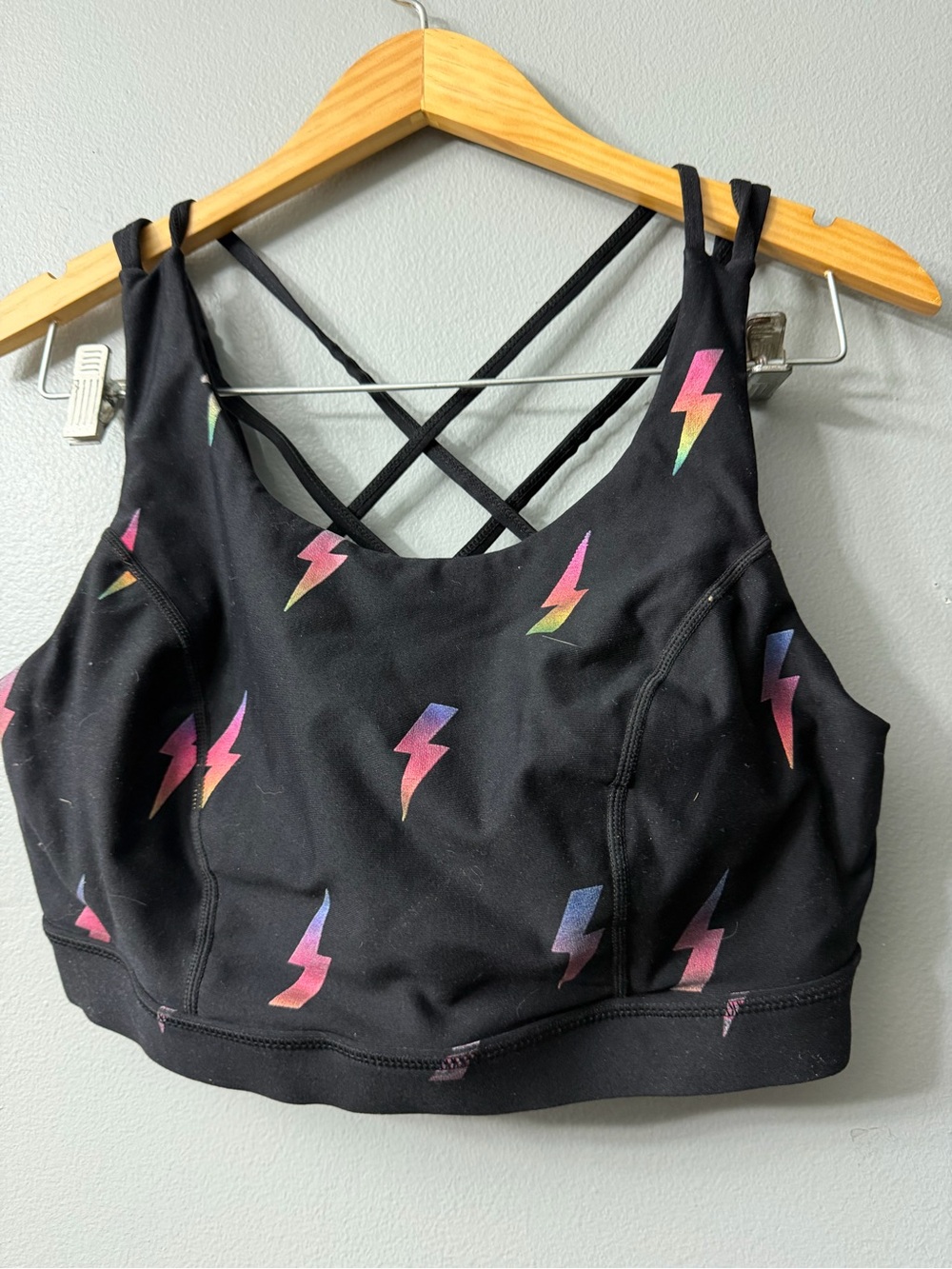torrid Black Lightning Bolt Strappy Crop Sports Bra 1x